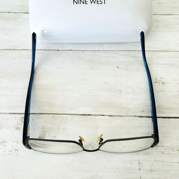 NINE WEST NW 1021 Full Frame Wire Eyeglasses 54015 135 Blue w/Case - Picture 8 of 9